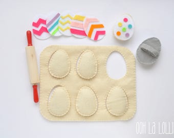 Easter Egg Sugar Cookie Cutout Set: includes felt dough, 6 cookies, 6 frosting pieces, & felt cookie cutter - READY TO SHIP!