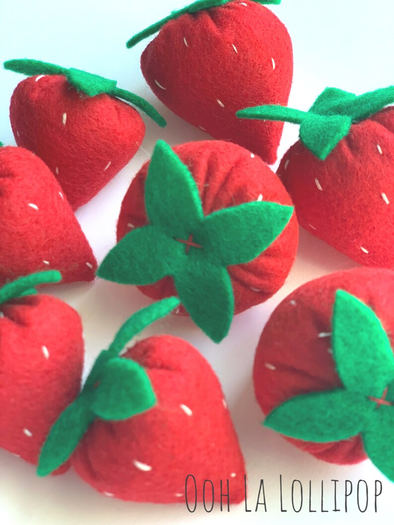 Felt Strawberries: includes 8 strawberries and berry basket image 3