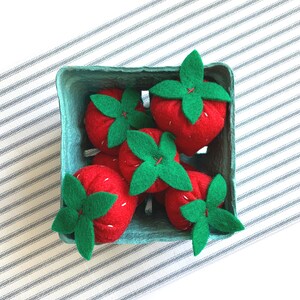 Felt Strawberries: includes 8 strawberries and berry basket image 2