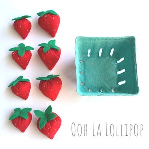 Felt Strawberries: includes 8 strawberries and berry basket image 4