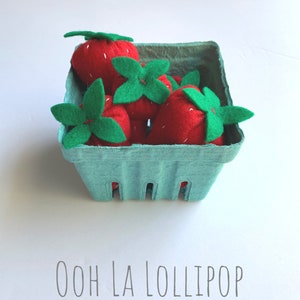 Felt Strawberries: includes 8 strawberries and berry basket image 5