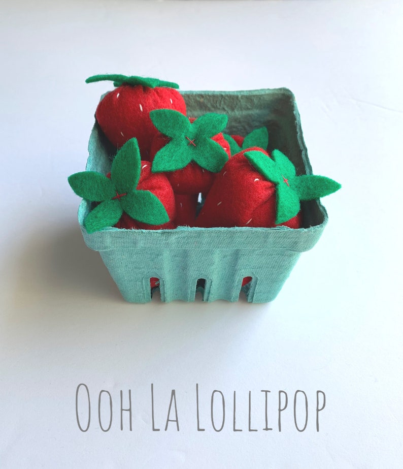 Felt Strawberries: includes 8 strawberries and berry basket image 5