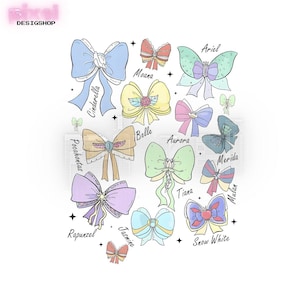 Retro Princess Cute Ribbons And Bows Png, Princess Png, Princess Coquette Tee, Princess Bow Png, Gift for Child, Digital File