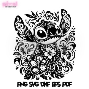Floral Stitch Mandala Svg, Lilo Zentangle, Lilo  Svg, Enchanted Princess, Silhouette Cut Files, Png, Printable, Sublimation Design