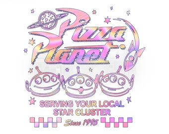 Toy Sto-ry Ali ens Neon Pizza Planet Take Out Flyer Png, Magic Kingdom Png, Pizza Planet Png File, Family Trip Matching Png, Toy Sto-ry Png