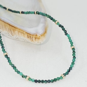 Elegant Malachite Choker Necklace, Emotional Healing Stone Jewelry, Layered Boho Minimalist, Gift for Her