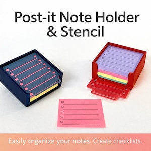 Post-it-lapphållare med schablon | 3D-utskriven anteckningsbok | Skrivbordsorganisatör | Välj din färg | kontorstillbehör |