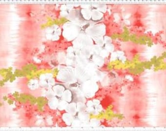 Chiffon Printed Tropical Paradise Woven Fabric by the Yard Palm Leaf Print Sheer Fabric Hibiscus Pattern Floral Fabric Dress Fabric Sewing