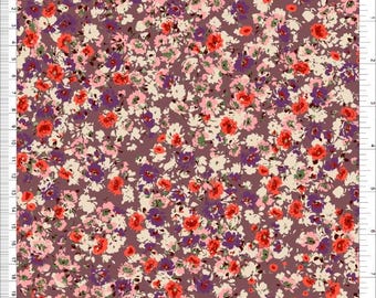 Challis Rayon Printed Bridgette Woven Fabric by the Yard, Floral Rose Sewing Dress Fabric