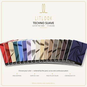 Techno Suave Fabric by the Yard — 4-Way Stretch, 58/60", 18 Colors, Sewing Fabric, Quilting Apparel, Cut to Order, Craft Decor