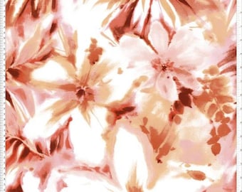 Chiffon Printed Tropical Blossom Woven Fabric by the Yard Hibiscus Print Sheer Fabric Large Floral Print Sewing Fabric Dress Fabric