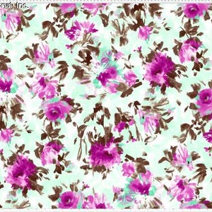 LITLOOK-Chiffon Printed Be Loved Sheer Floral Fabric by the Yard Dress Sewing Chiffon