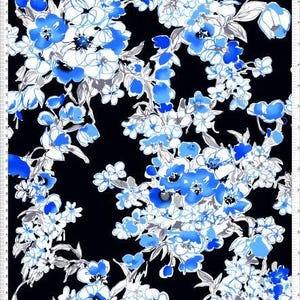 LITLOOK-Chiffon Printed Rianna Floral Fabric Sheer Poppies Print Dressmaking Sewing Fabric