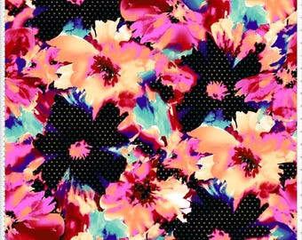 Chiffon Printed Large Floral Anticipated Fabric by the Yard - Sheer Lightweight Dressmaking Sewing Tropical Print Polyester Apparel Home