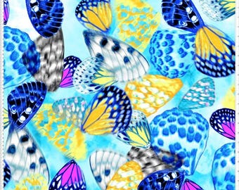 Chiffon Printed Meadows Woven Fabric by the Yard Butterfly Print Sheer Fabric Dress Fabric Sewing Fabric Light Weight Elegant Chiffon