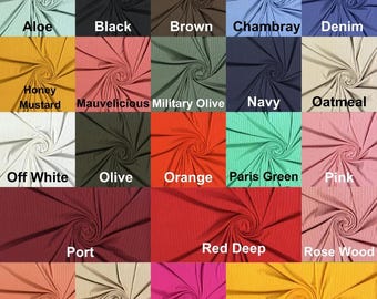 DTY Brushed Rib 8 x 5 Ganges Knit DBP Solid Fabric - Stretch Knit Fabric, Soft Fabric, Sewing Fabric, Apparel Fabric, Polyester Spandex