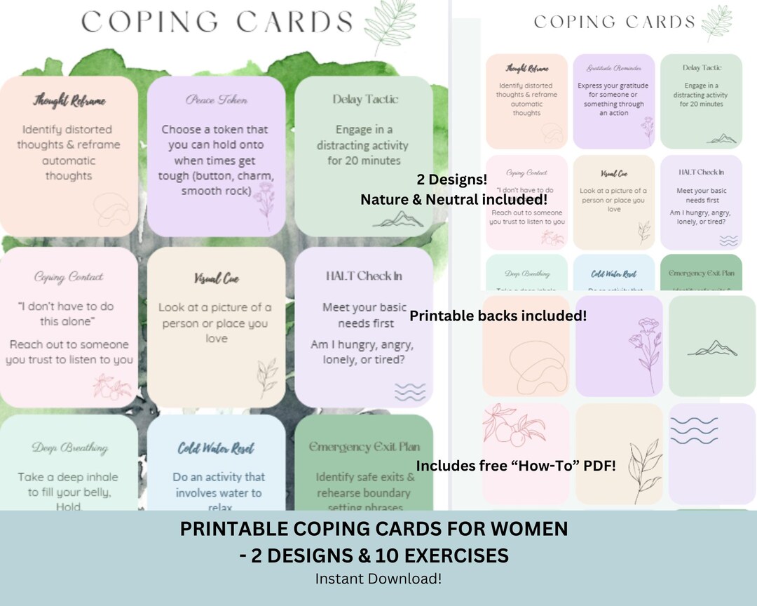 Printable Coping Cards for Women – 10 Mental Health Tools + PDF Guide ...