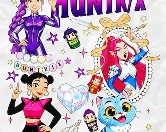 Huntrix Dämonenjäger Clipart, Kpop Anime Girls PNG (digitaler Download)