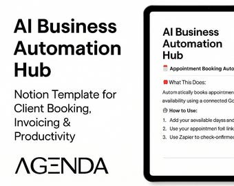 Notion Business Template | Client Booking, Invoice, Automation Planner