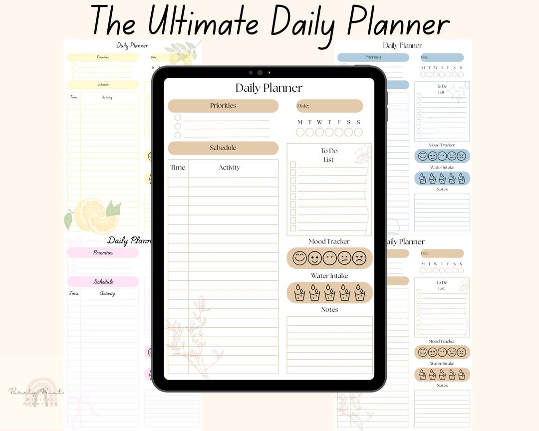 ADHD Daily Planner PDF – Printable & Digital One-page Template | Focus ...