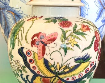 Vaso Temple vintage di Eda Mann "Mille Farfalle" con coperchio