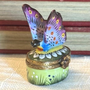 Mini Handpainted Limoges Butterfly Box