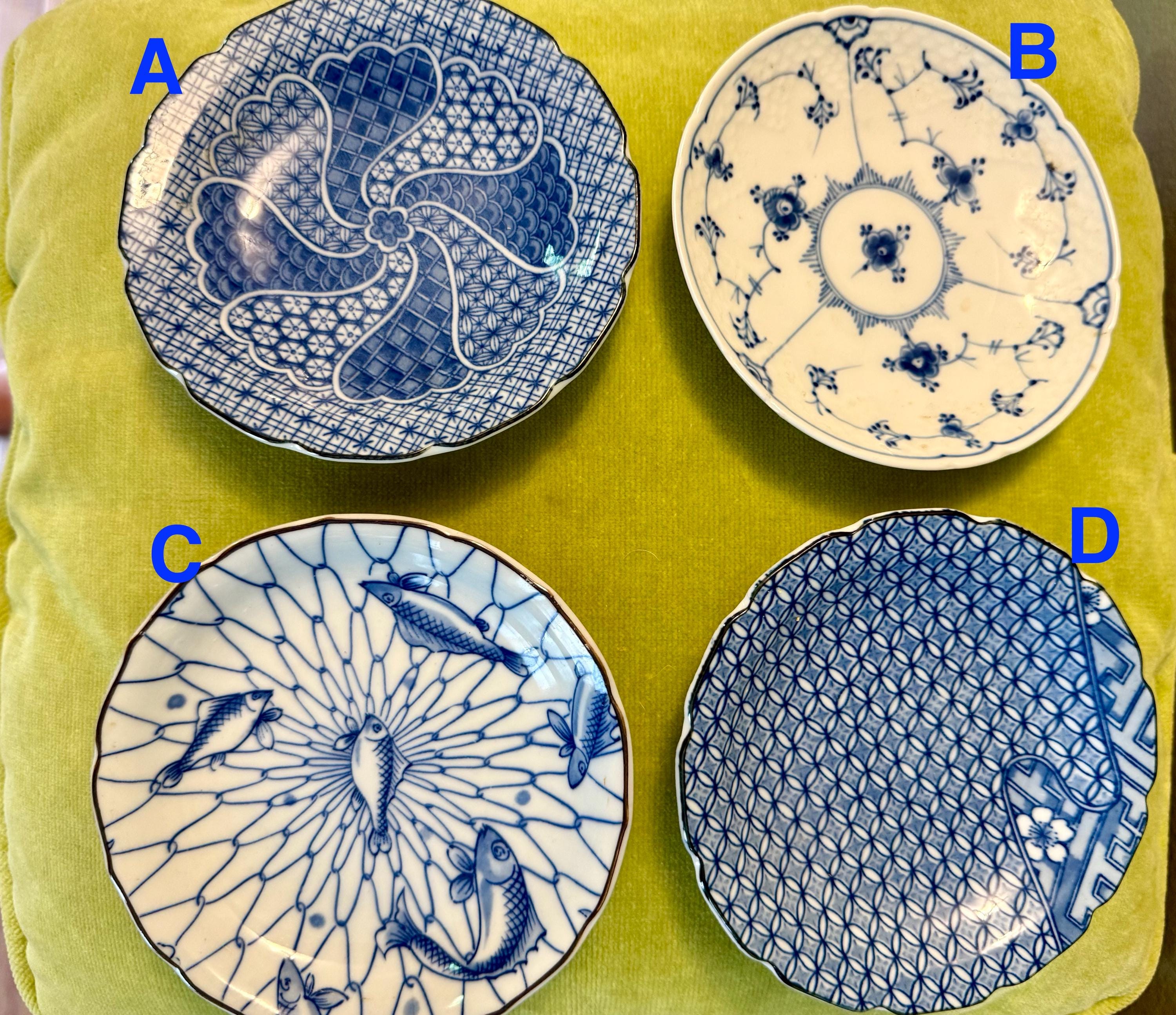 Small Mini Vintage Blue Plates - Etsy