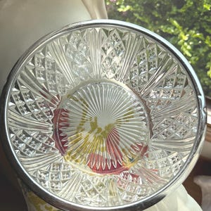 8&quot; Cut Glass Bowl with Silver-plated Rim