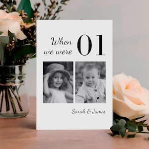Números de mesa para bodas, números de mesa para recepción de boda, números de mesa con fotos imprimibles, nombre de mesa de boda, tarjeta imprimible para mesa de boda
