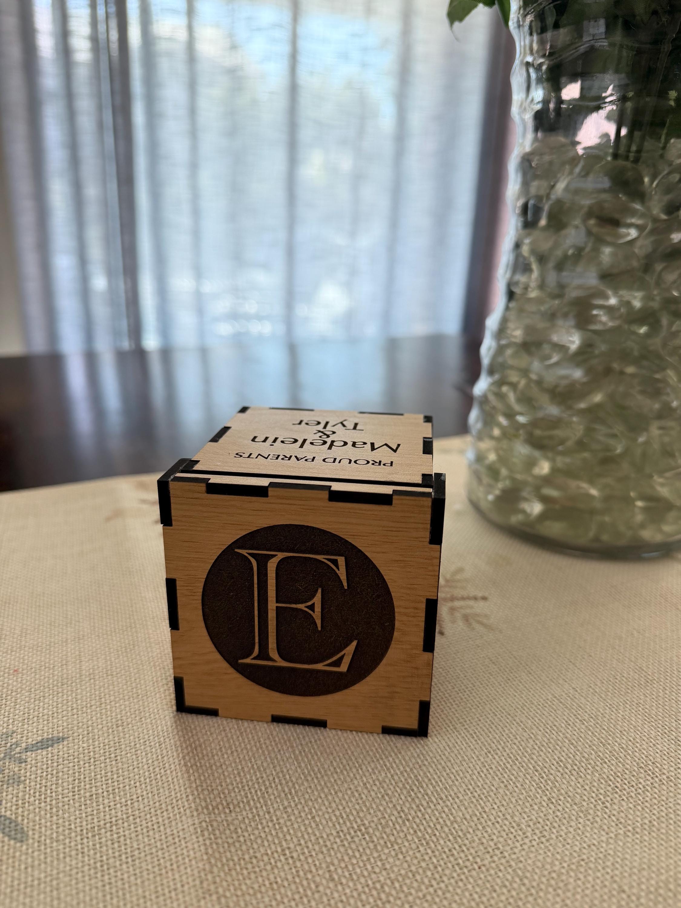 Personalized Wooden Memory Block - Custom Keepsake Birth Stats, Names & Dates