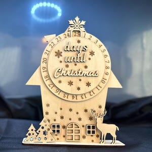 Christmas Countdown Calendar – Wooden Advent Wheel, Rustic Holiday Décor, a Days Until Christmas Tracker