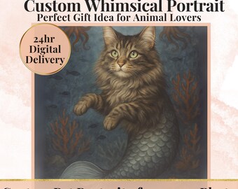 Fantasy Pet Portrait Digital Download Custom Artwork Watercolor Dragon Art Mythical Creature Illustration Personalized Pet Transformation