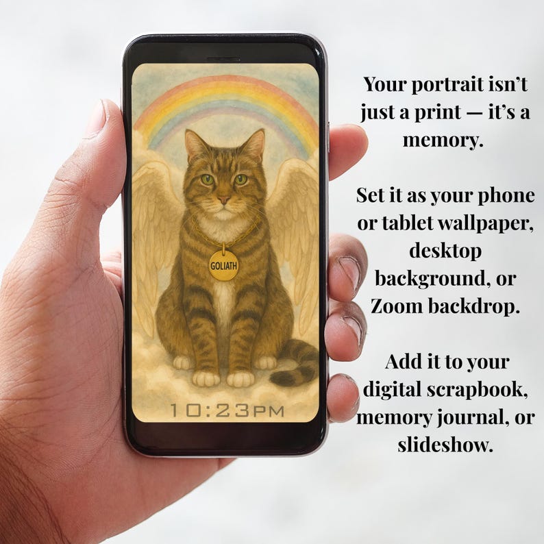 Pet Memorial Portrait Rainbow Bridge Artwork Digital Dog Cat Angel Wings Tribute Custom Gift Sympathy Present Loss Keepsake Heaven Art image 12