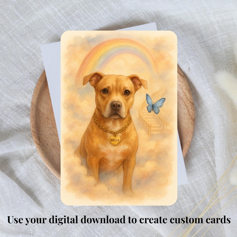 Pet Memorial Portrait Rainbow Bridge Artwork Digital Dog Cat Angel Wings Tribute Custom Gift Sympathy Present Loss Keepsake Heaven Art image 10