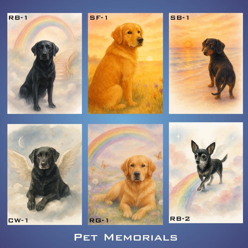 Pet Memorial Portrait Rainbow Bridge Artwork Digital Dog Cat Angel Wings Tribute Custom Gift Sympathy Present Loss Keepsake Heaven Art image 7