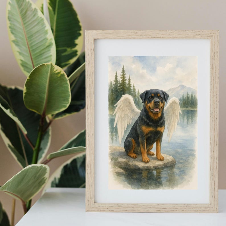 Pet Memorial Portrait Rainbow Bridge Artwork Digital Dog Cat Angel Wings Tribute Custom Gift Sympathy Present Loss Keepsake Heaven Art image 14