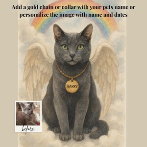 Pet Memorial Portrait Rainbow Bridge Artwork Digital Dog Cat Angel Wings Tribute Custom Gift Sympathy Present Loss Keepsake Heaven Art image 13