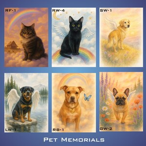 Digital Pet Memorial Personalized Rainbow Bridge Portrait Custom Artwork Design Animal Remembrance Tribute Angel Wings Option Dog Cat Commemoration Sympathy Gift Idea Loss Support Present Watercolor Style Creation Heavenly Scene Depiction