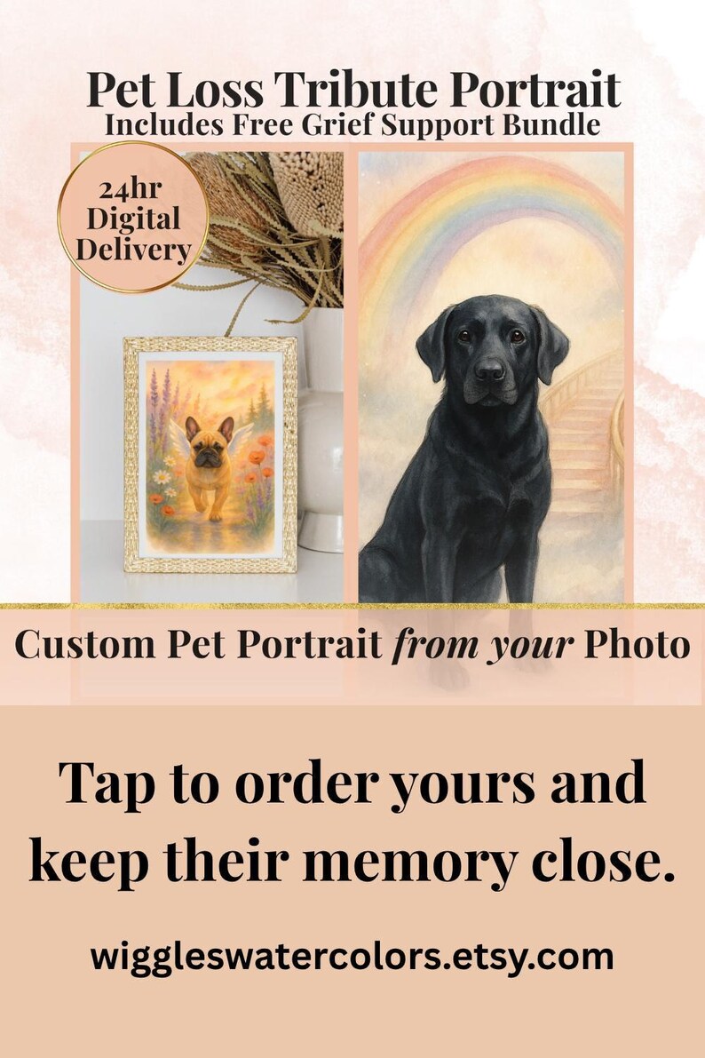 Pet Memorial Portrait Rainbow Bridge Artwork Digital Dog Cat Angel Wings Tribute Custom Gift Sympathy Present Loss Keepsake Heaven Art image 20