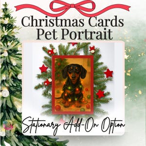 Benutzerdefinierte Weihnachtskarten Haustier Porträt Aquarell Kunstwerk vom Foto Urlaub Kostüm Design lustige Weihnachtsmann Hund Katze druckbare Geschenk digitaler Download