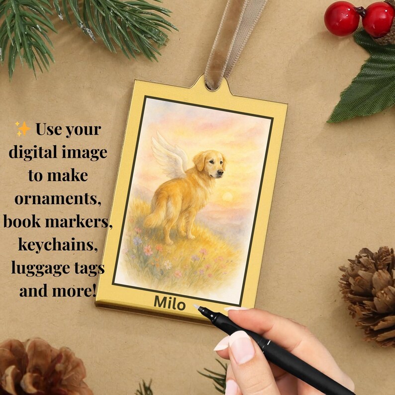 Sympathy Pet Gift Custom Memorial Portrait Rainbow Bridge Artwork Digital Download Design Personalized Animal Tribute Dog Cat Remembrance Keepsake Angel Wings Option Heavenly Scene Depiction Loss Support Present Watercolor Style Creation
