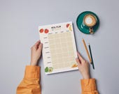 Weekly Meal Plan Printable | Neutral Meal Planner PDF | Cute Food Tracker | Grocery & Meal Organizer | Digital Download