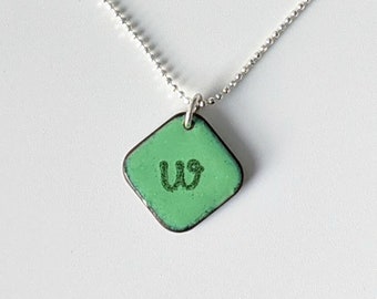 Light Green Initial Pendant, Colorful Monogram Necklace