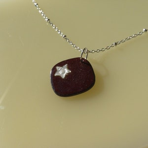 Bordeaux Star Necklace, Burgundy & Silver Enamel Necklace, Maroon Star Pendant image 7