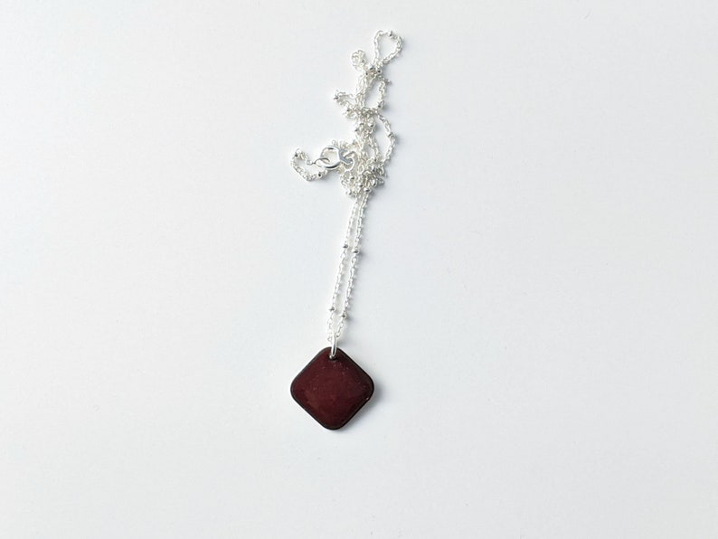 Bordeaux Star Necklace, Burgundy & Silver Enamel Necklace, Maroon Star Pendant image 4