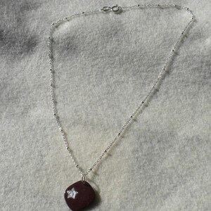 Bordeaux Star Necklace, Burgundy & Silver Enamel Necklace, Maroon Star Pendant image 8