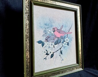 Vintage Lithograph Cardinal Bird Print by Frank Massa