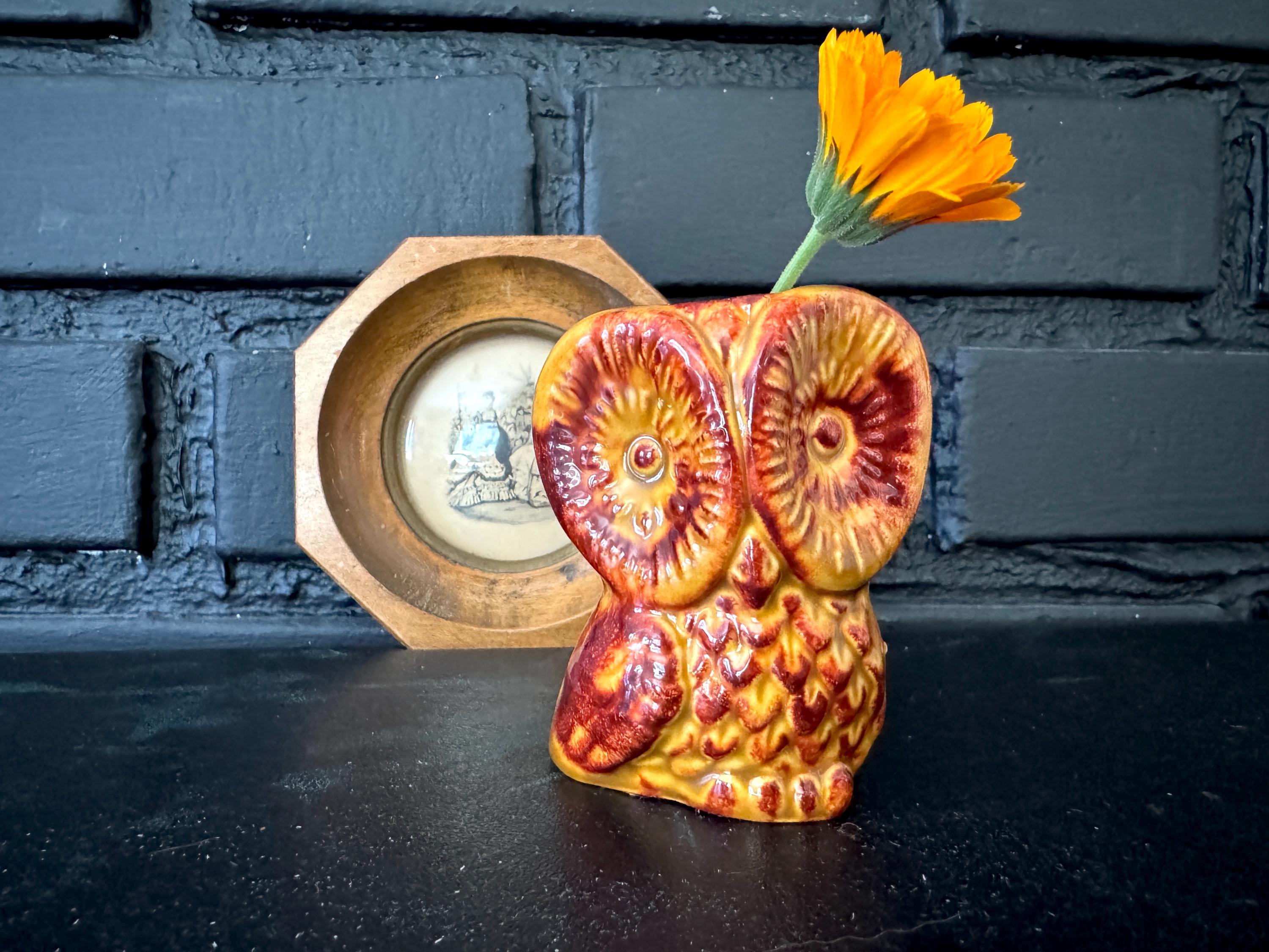 Vintage Ceramic Owl Vase Figurine