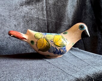 Vintage Handpainted Tonala Bird Figurine Signed