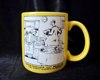 Vintage Funny Comic Strip Style American Greetings Yellow Stoneware Mug